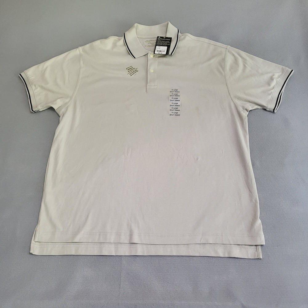 NWT St John's Bay Interlock Polo Shirt Short Sleeve Men's XL Baja Beige Cotton
